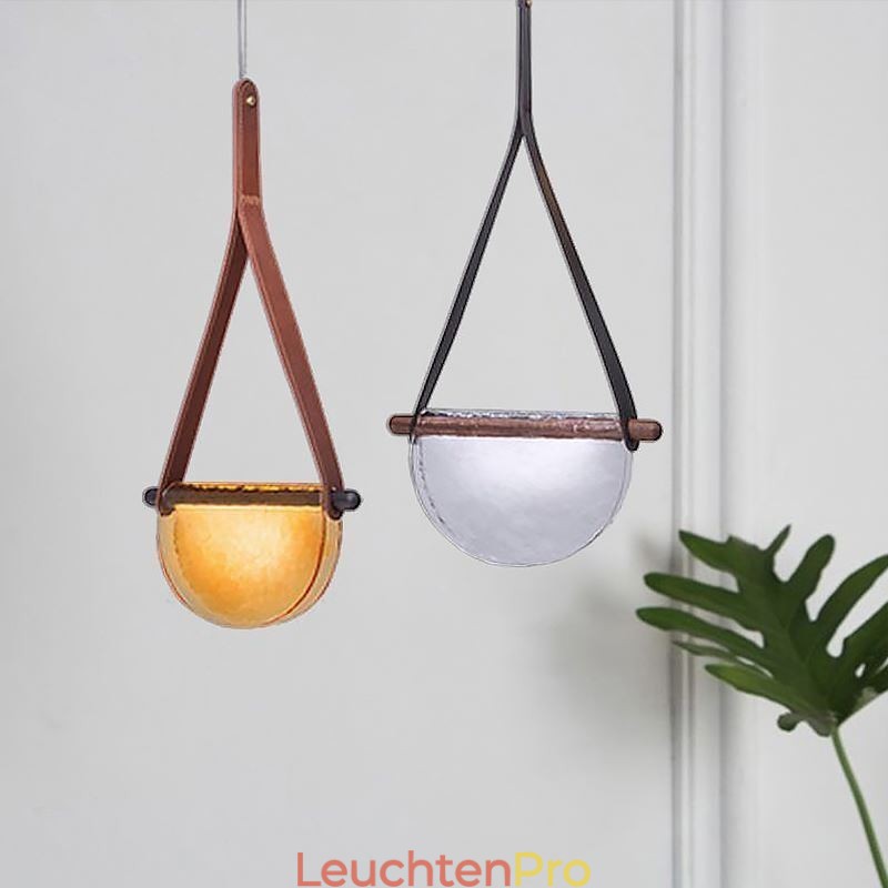 Pendelleuchte, moderne minimalistische Deckenleuchte aus Glas mit Gürtel