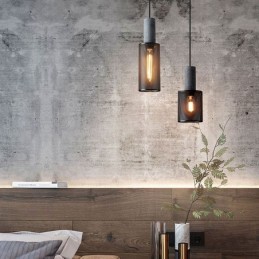 Schwarze Pendelleuchte Zementgitterleuchte Landhaus Retro Deckenleuchte