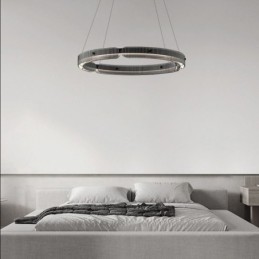 Kreis Pendelleuchte 60 80CM Glas Deckenleuchte Stufenlos Dimmbar Mit Fernbedienung