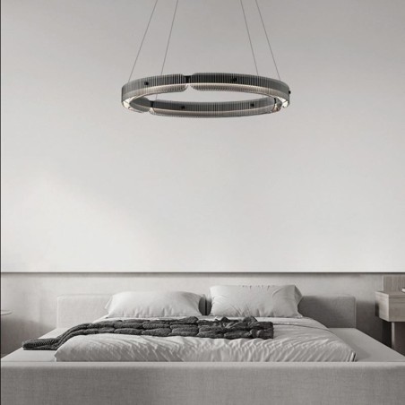 Kreis Pendelleuchte 60 80CM Glas Deckenleuchte Stufenlos Dimmbar Mit Fernbedienung Kreis Pendelleuchte 60 80CM Glas Deckenleuchte Stufenlos Dimmbar Mit Fernbedienung