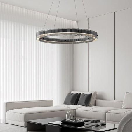 Glas Pendelleuchte 60 80CM Kreis Deckenleuchte Stufenlos Dimmbar Mit Fernbedienung Glas Pendelleuchte 60 80CM Kreis Deckenleuchte Stufenlos Dimmbar Mit Fernbedienung
