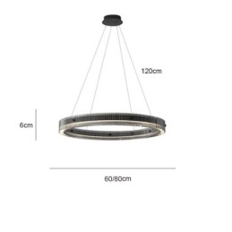 Glas Pendelleuchte 60 80CM Kreis Deckenleuchte Stufenlos Dimmbar Mit Fernbedienung