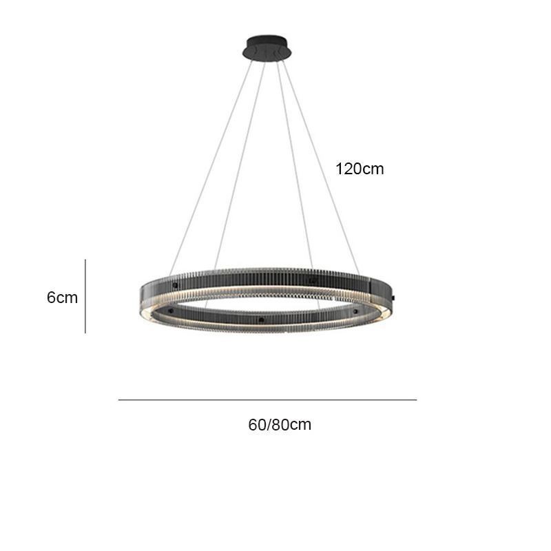 Glas Pendelleuchte 60 80CM Kreis Deckenleuchte Stufenlos Dimmbar Mit Fernbedienung