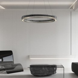 Glas Pendelleuchte 60 80CM Kreis Deckenleuchte Stufenlos Dimmbar Mit Fernbedienung