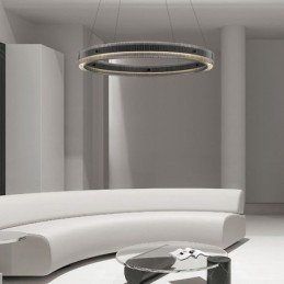 Glas Pendelleuchte 60 80CM Kreis Deckenleuchte Stufenlos Dimmbar Mit Fernbedienung