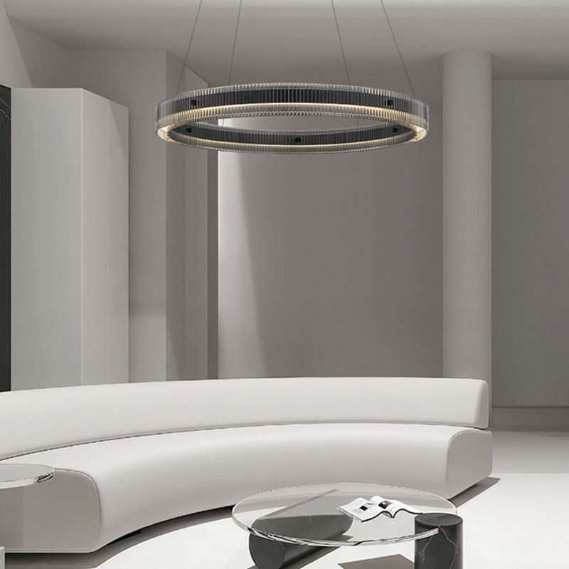 Glas Pendelleuchte 60 80CM Kreis Deckenleuchte Stufenlos Dimmbar Mit Fernbedienung