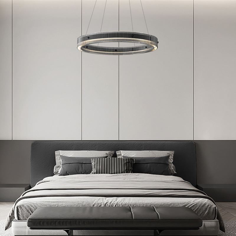 Glas Pendelleuchte 60 80CM Kreis Deckenleuchte Stufenlos Dimmbar Mit Fernbedienung