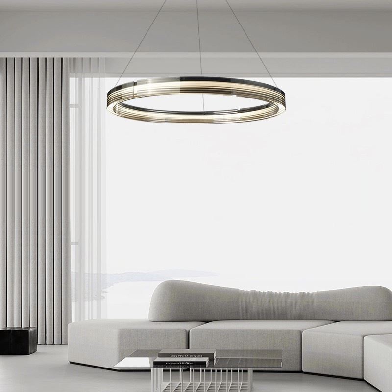 Pendelleuchte 60 80CM Kreis Glas Deckenleuchten Trichromatisches Dimmen