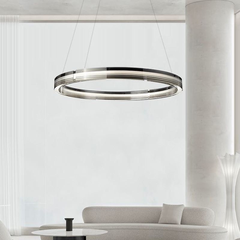 Pendelleuchte 60 80CM Kreis Glas Deckenleuchten Trichromatisches Dimmen