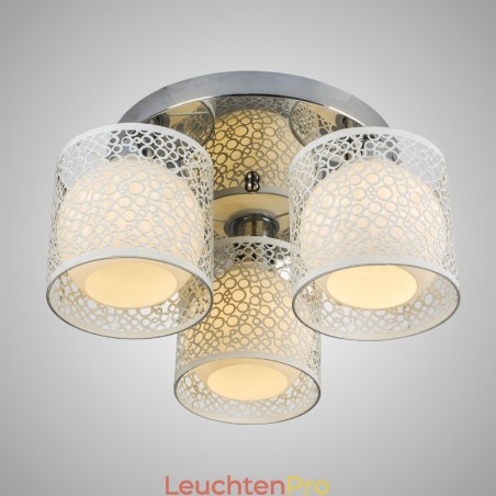 Deckenleuchte mit drei Lichtern, Glaskuppel, Unterputzmontage Deckenleuchte mit drei Lichtern, Glaskuppel, Unterputzmontage