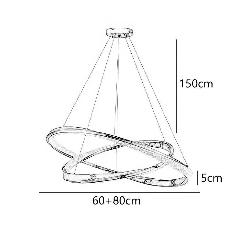 Pendelleuchte Schmiedeeisen Acryl Ring Doppelkreis Deckenleuchte