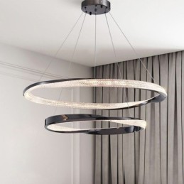 Pendelleuchte Schmiedeeisen Acryl Ring Doppelkreis Deckenleuchte