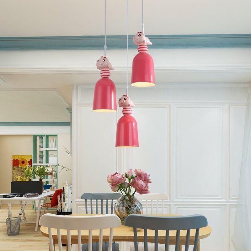 Moderne Pendelleuchte Schmiedeeisen Rosa Harz Piggy Deckenleuchte