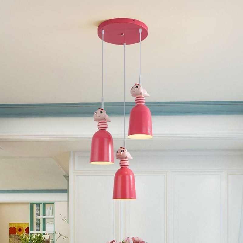 Moderne Pendelleuchte Schmiedeeisen Rosa Harz Piggy Deckenleuchte