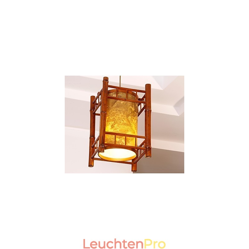 Retro Laterne Holz Bambus Kronleuchter