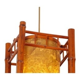 Retro Laterne Holz Bambus Kronleuchter