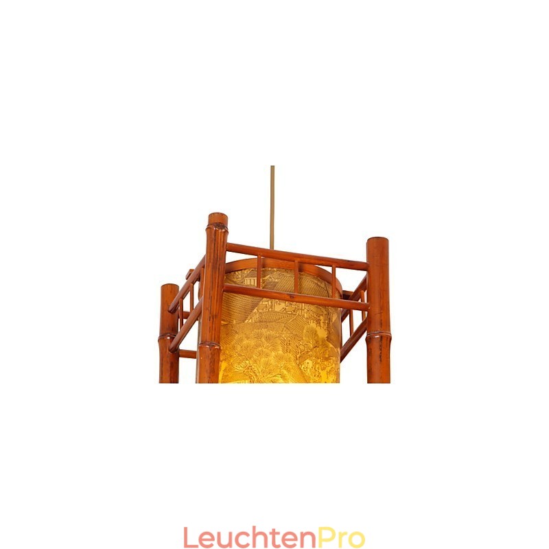 Retro Laterne Holz Bambus Kronleuchter