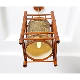 Retro Laterne Holz Bambus Kronleuchter