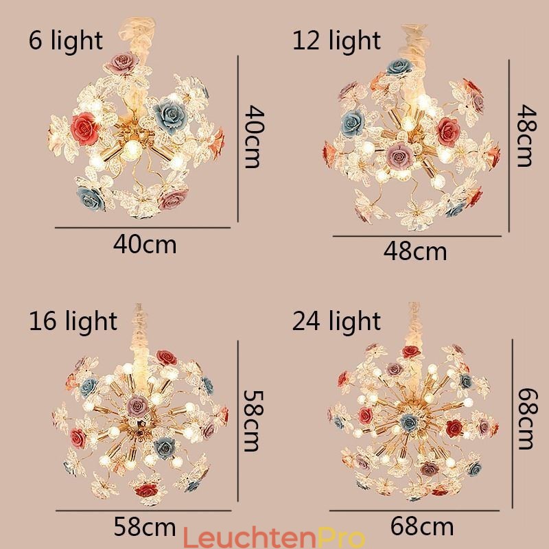 Dekorative Pendelleuchte Moderner Kristallblumen-Kronleuchter