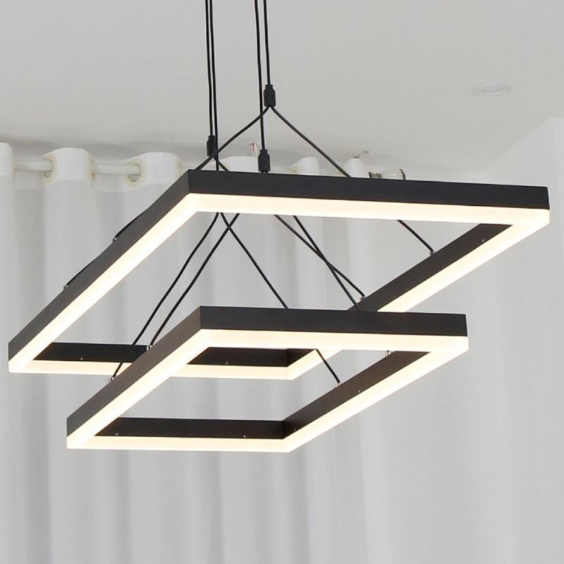 Moderner Rahmen Pendelleuchte Acryl Schwarz Kronleuchter