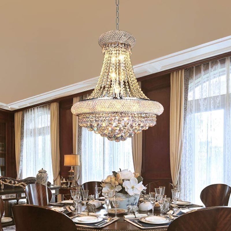 Kronleuchter in Kronenform, luxuriöse Pendelleuchte aus Kristall