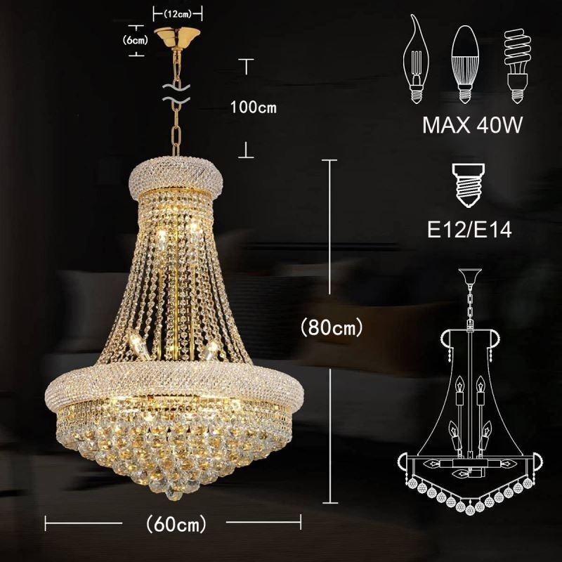 Kronleuchter in Kronenform, luxuriöse Pendelleuchte aus Kristall
