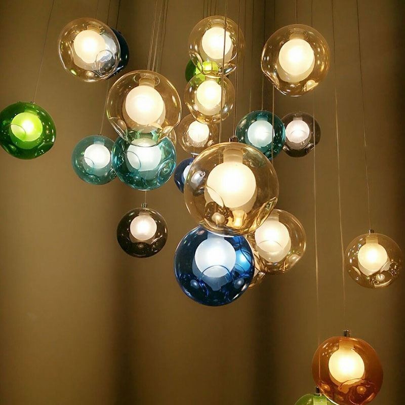 Moderne Pendelleuchte mit Kristallkugeln, farbenfroher Kristallleuchter (farbenfroher Stil, bitte kontaktieren Sie uns)