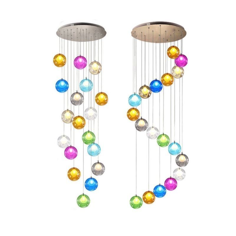 Moderne Pendelleuchte mit Kristallkugeln, farbenfroher Kristallleuchter (farbenfroher Stil, bitte kontaktieren Sie uns)