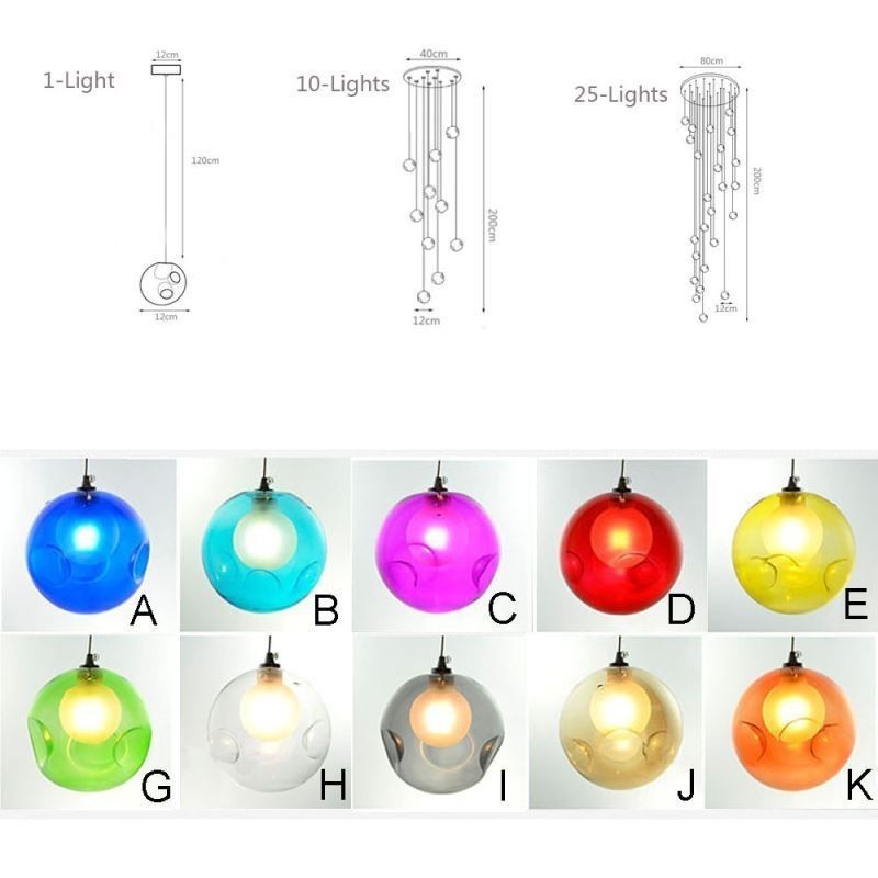 Moderne Pendelleuchte mit Kristallkugeln, farbenfroher Kristallleuchter (farbenfroher Stil, bitte kontaktieren Sie uns)