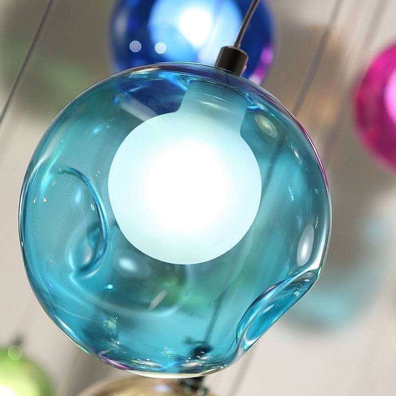 Moderne Pendelleuchte mit Kristallkugeln, farbenfroher Kristallleuchter (farbenfroher Stil, bitte kontaktieren Sie uns)