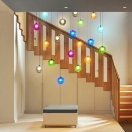 Moderne Pendelleuchte mit Kristallkugeln, farbenfroher Kristallleuchter (farbenfroher Stil, bitte kontaktieren Sie uns)