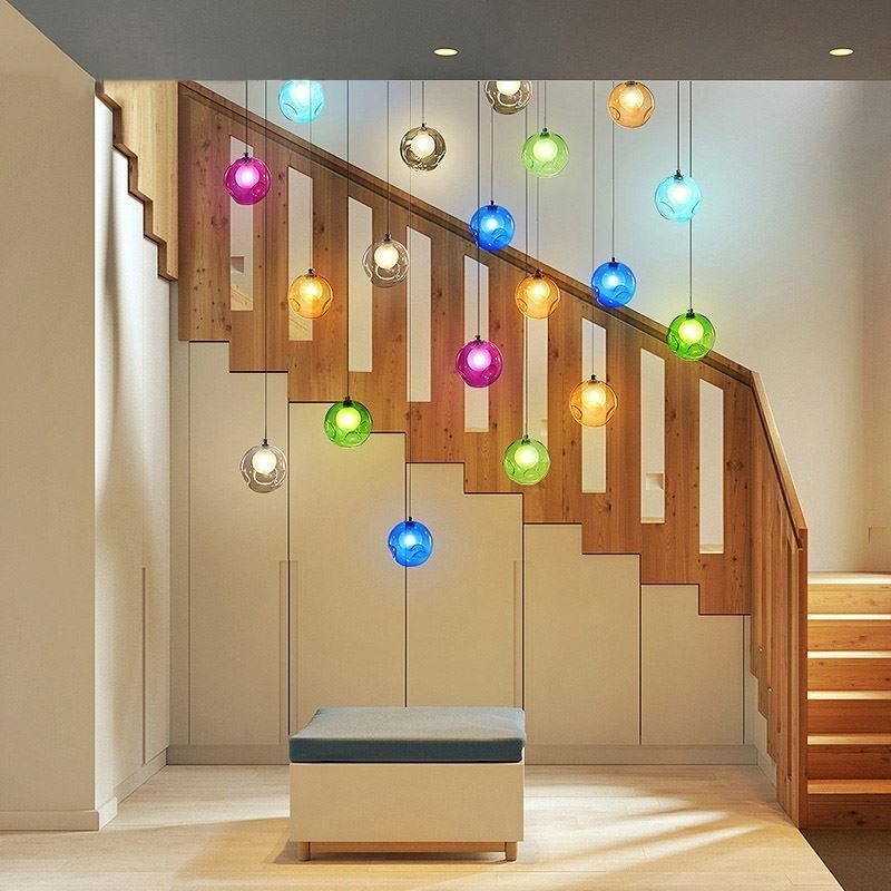 Moderne Pendelleuchte mit Kristallkugeln, farbenfroher Kristallleuchter (farbenfroher Stil, bitte kontaktieren Sie uns)