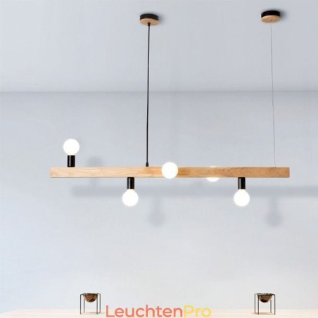 Japanischer Holz-Pendelleuchter mit Molekül-Kronleuchter Japanischer Holz-Pendelleuchter mit Molekül-Kronleuchter