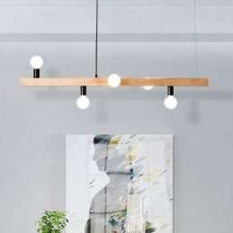 Japanischer Holz-Pendelleuchter mit Molekül-Kronleuchter