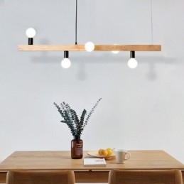 Japanischer Holz-Pendelleuchter mit Molekül-Kronleuchter