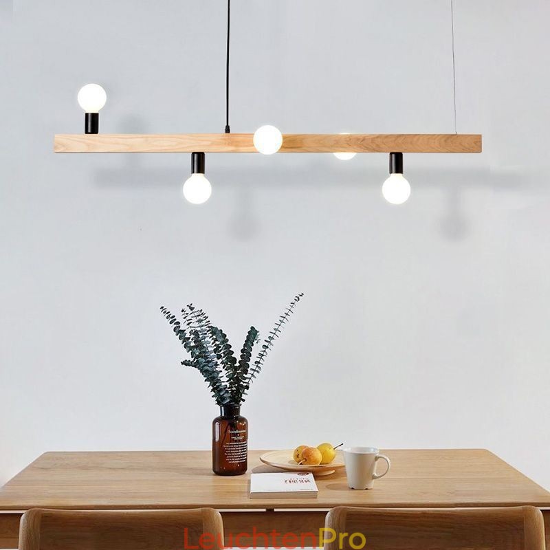 Japanischer Holz-Pendelleuchter mit Molekül-Kronleuchter