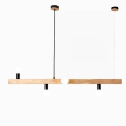 Japanischer Holz-Pendelleuchter mit Molekül-Kronleuchter