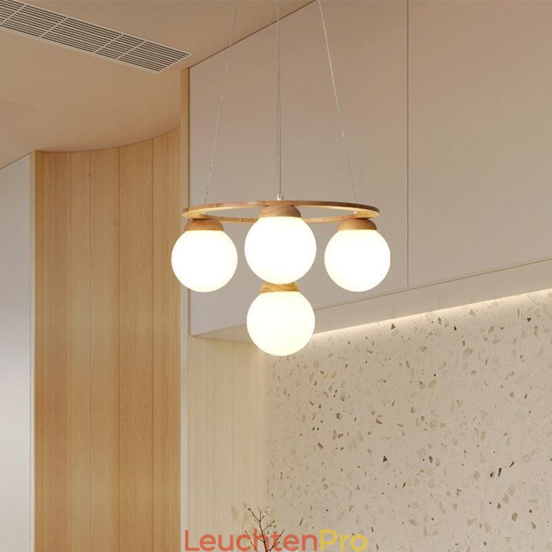 Japanische Holz-Kronleuchter-Molekül-Pendelleuchte