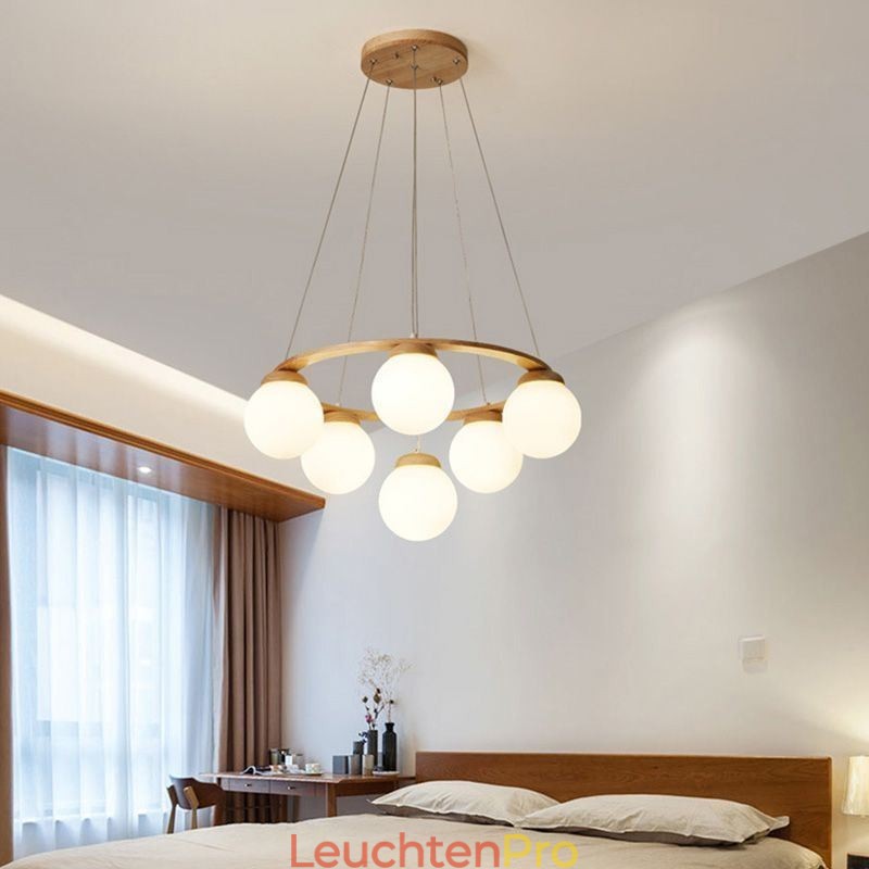 Japanische Holz-Kronleuchter-Molekül-Pendelleuchte