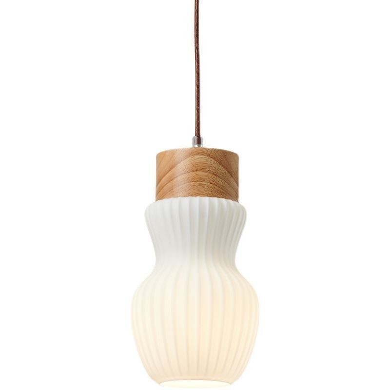 Japanische Holz Pendelleuchte Glaskessel Hängeleuchte