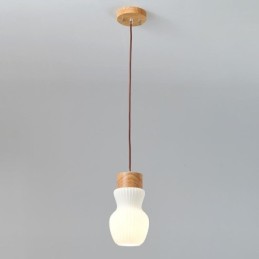 Japanische Holz Pendelleuchte Glaskessel Hängeleuchte