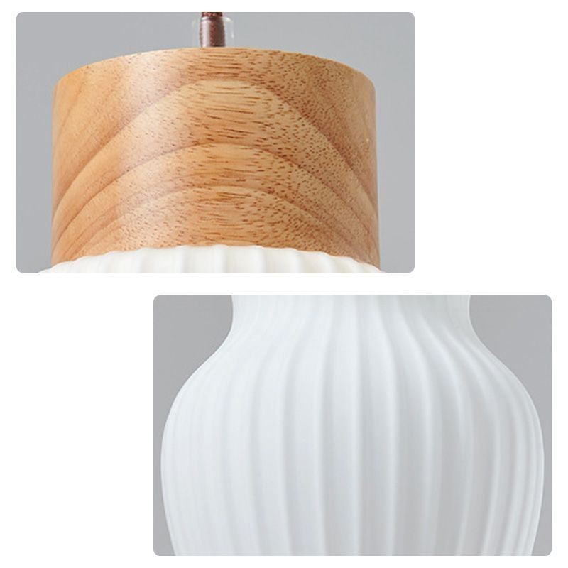 Japanische Holz Pendelleuchte Glaskessel Hängeleuchte