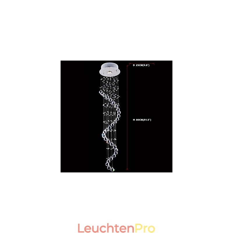 Kristall Pendelleuchte Kronleuchter Beleuchtung 1 Lichter Silber Canpoy Klar K9 Kristall Helix Deckenleuchten H80CM