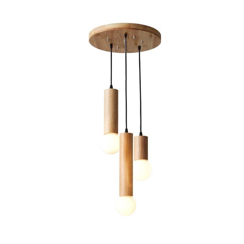 Japanische Holz Pendelleuchte 3 Lichter Hängeleuchte
