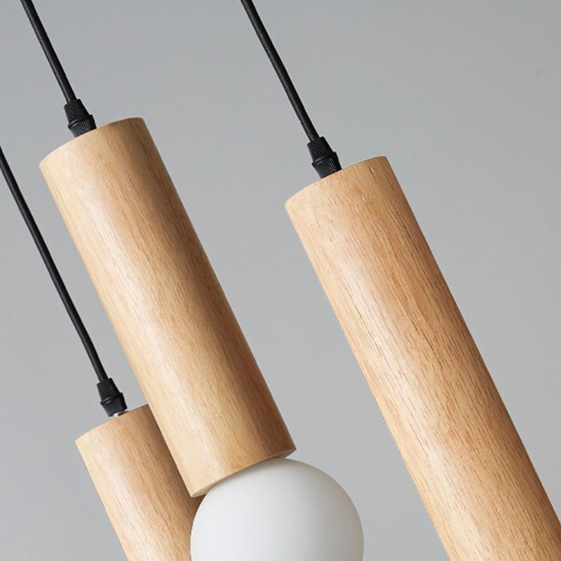 Japanische Holz Pendelleuchte 3 Lichter Hängeleuchte