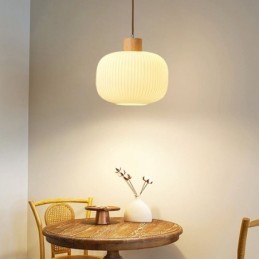 Japanische Holz Pendelleuchte Glas Laterne Hängeleuchte