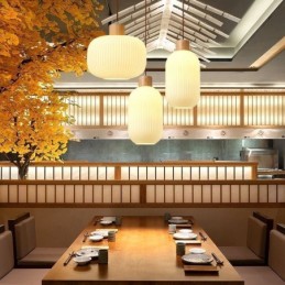 Japanische Holz Pendelleuchte Glas Laterne Hängeleuchte