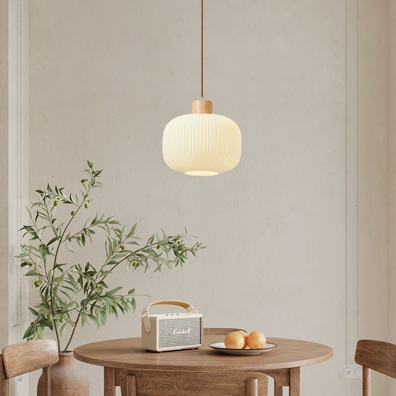 Japanische Holz Pendelleuchte Glas Laterne Hängeleuchte