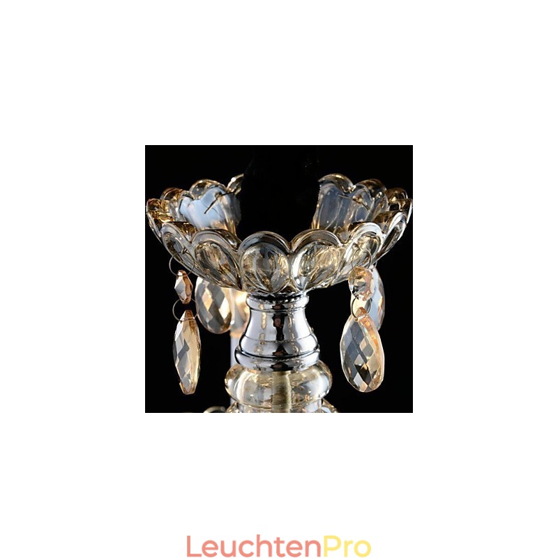 3-flammiger Kronleuchter im Palaststil aus Glas mit Kerzenbirne