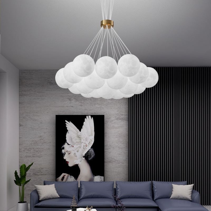 Mondblasen-Kronleuchter, moderne 3D-Druckkugeln, Pendelleuchte